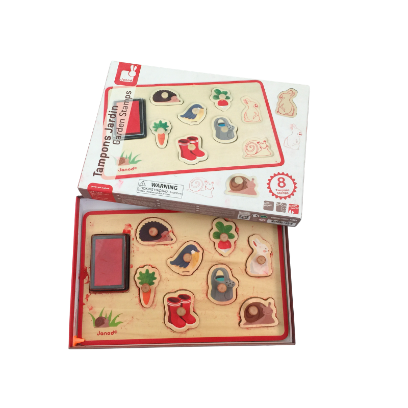 Coffret tampons en bois Janod jardin – 8 pièces