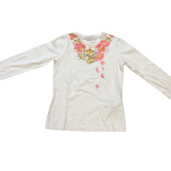 T-shirt manches longues enfant Monnalisa blanc imprimé floral 11 ans