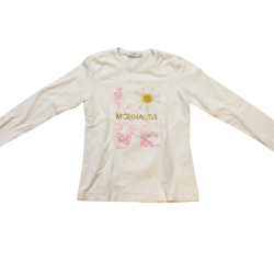 T-shirt manches longues enfant Monnalisa blanc imprimé fantaisie 10 ans
