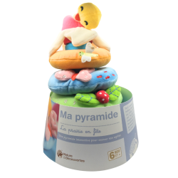 Pyramide d’activités bébé en tissu La prairie en fête