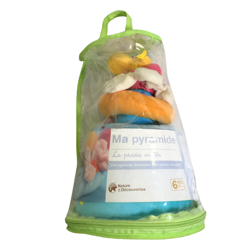 Pyramide d’activités bébé en tissu La prairie en fête