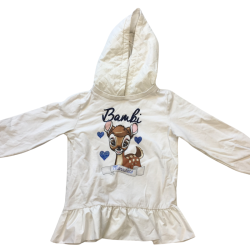 Sweat à capuche enfant Monnalisa blanc motif Bambi 10 ans
