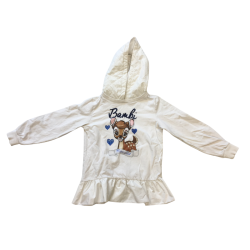 Sweat à capuche enfant Monnalisa blanc motif Bambi 10 ans