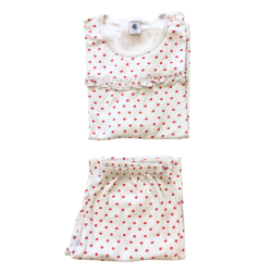 Ensemble pyjama enfant Petit Bateau blanc à pois rouges 12 ans