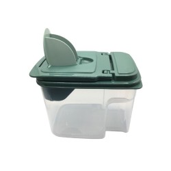 Boîte de conservation plastique avec couvercle doseur intégré