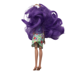 Poupée mannequin cheveux longs violets avec robe colorée