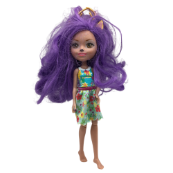 Poupée mannequin cheveux longs violets avec robe colorée