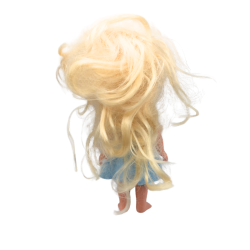 Mini poupée enfant robe bleue cheveux blonds