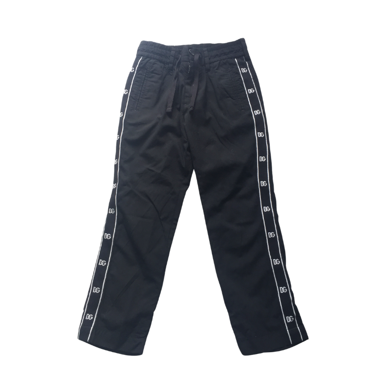 Pantalon Dolce & Gabbana noir avec bandes logo – Taille 7/8 – Occasion