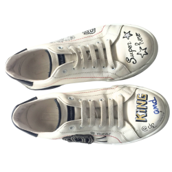 Baskets Dolce & Gabbana blanches custom style graffiti – Taille 34 – Occasion