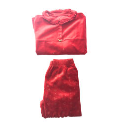 Ensemble Sergent Major velours rouge motif doré – Haut + legging – Taille 11 ans (146 cm) – Occasion