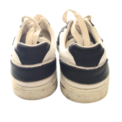 Baskets Dolce & Gabbana blanches et noires logo DG – Taille 34 – Occasion