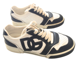 Baskets Dolce & Gabbana blanches et noires logo DG – Taille 34 – Occasion