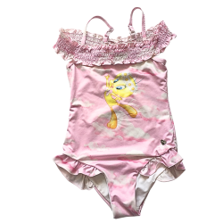 Maillot de bain Monnalisa rose Tweety fille à volants – Taille 8 ans – Occasion