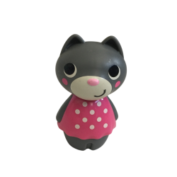 Figurine chat en robe rose à pois – Jouet décoratif enfant