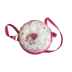 Petit sac enfant cupcake rose – Bandoulière, effet paillettes