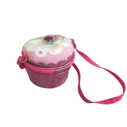 Petit sac enfant cupcake rose – Bandoulière, effet paillettes