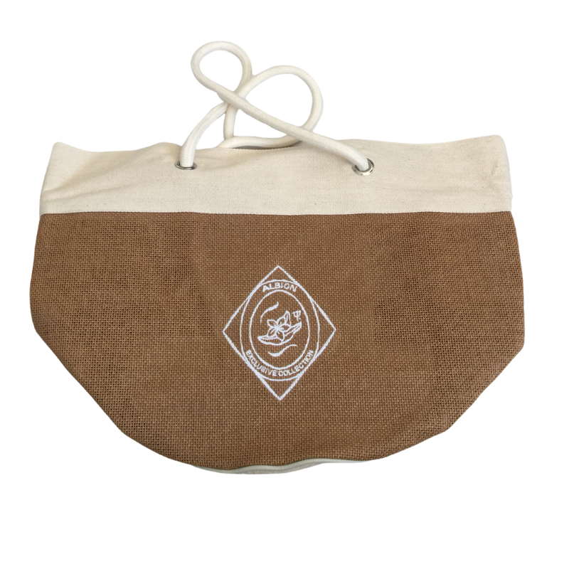 Sac cabas en toile et jute – Style naturel, poignées cordon