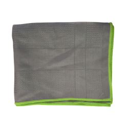 Serviette essuie-mains et vaisselle grise bord vert