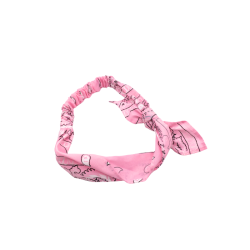 Bandeau cheveux rose avec nœud imprimé