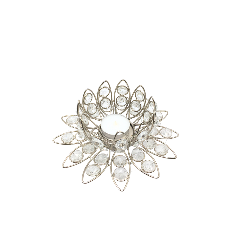 Photophore décoratif métal et strass pour bougie