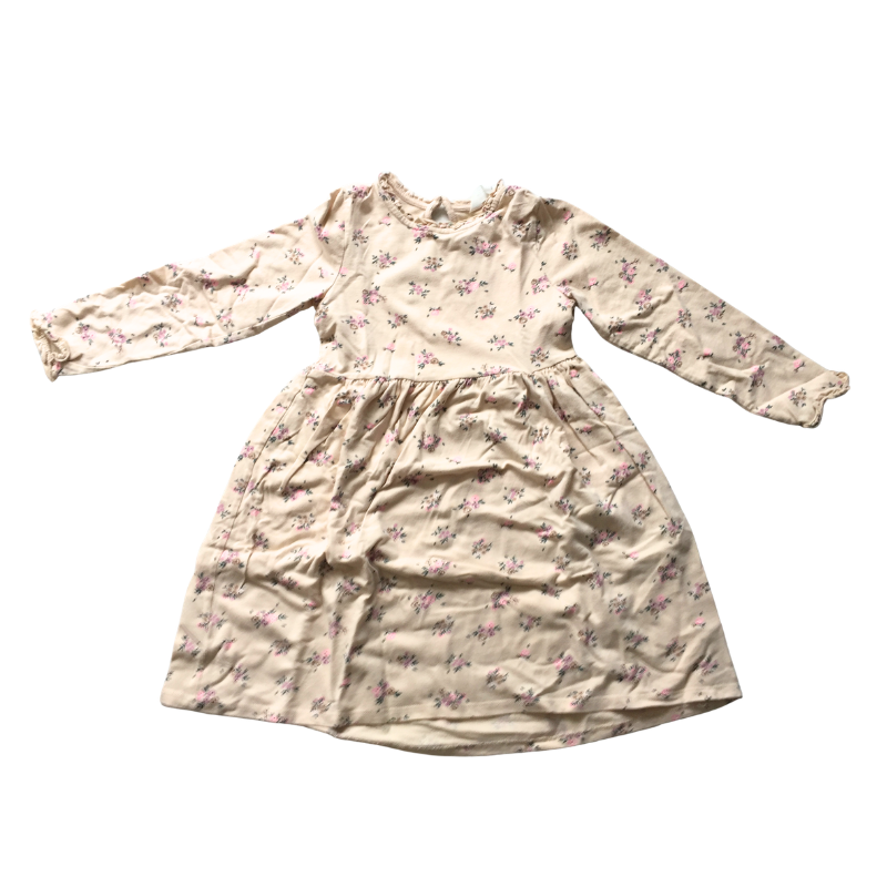 Robe enfant H&M beige à fleurs manches longues 8/10 ans