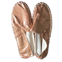 Espadrilles femme effet métallisé rose doré taille 38