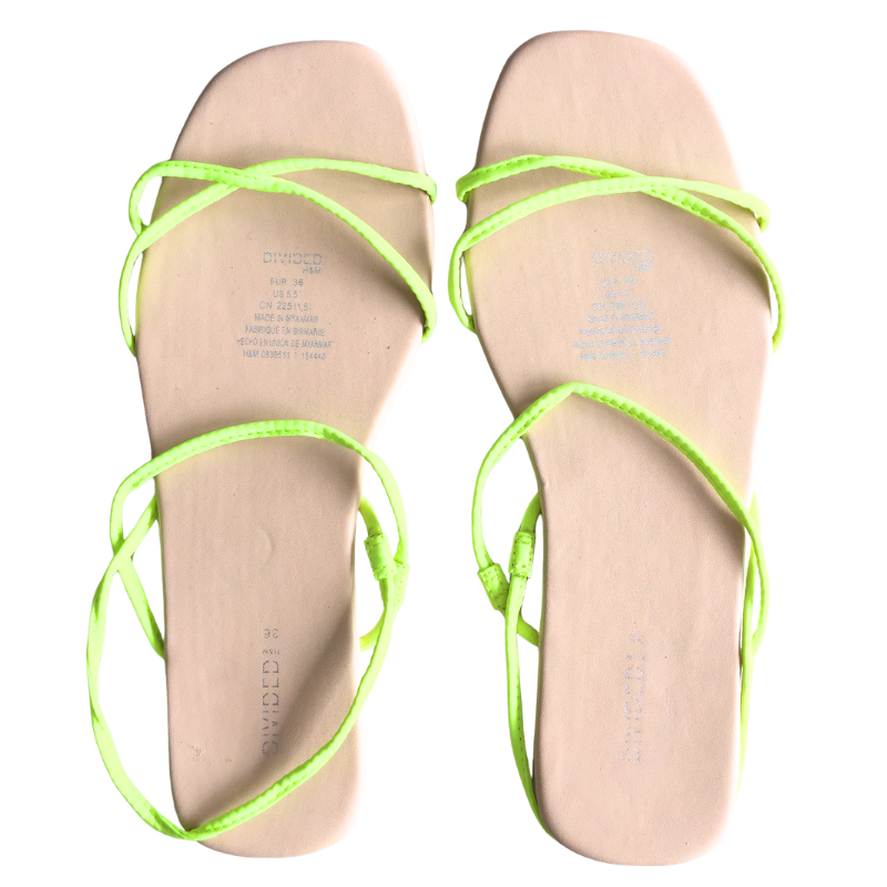 Sandales femme Divided vert fluo taille 36