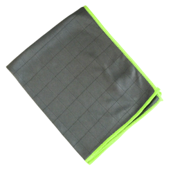 Chiffon microfibre gris bord vert multi-usage