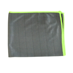 Chiffon microfibre gris bord vert multi-usage