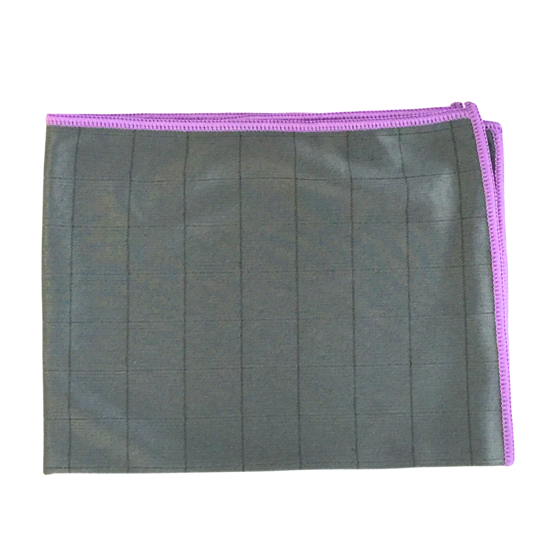 Chiffon microfibre gris bord violet multi-usage
