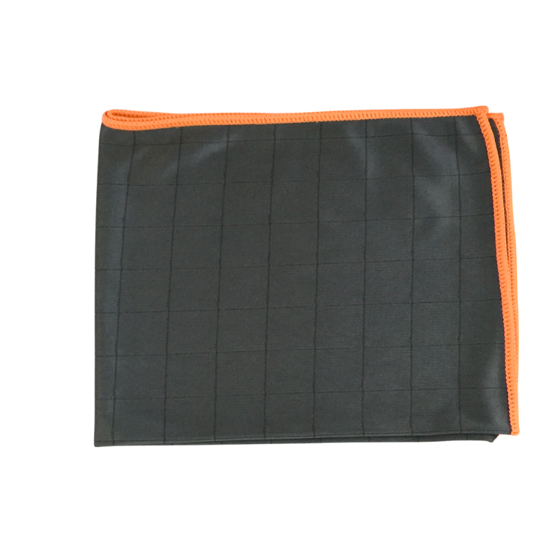 Chiffon microfibre gris bord orange multi-usage
