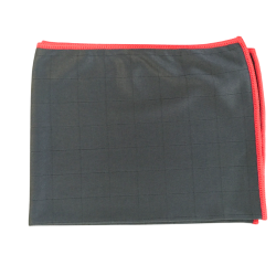 Chiffon microfibre gris bord rouge multi-usage