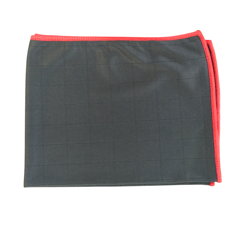 Chiffon microfibre gris bord rouge multi-usage