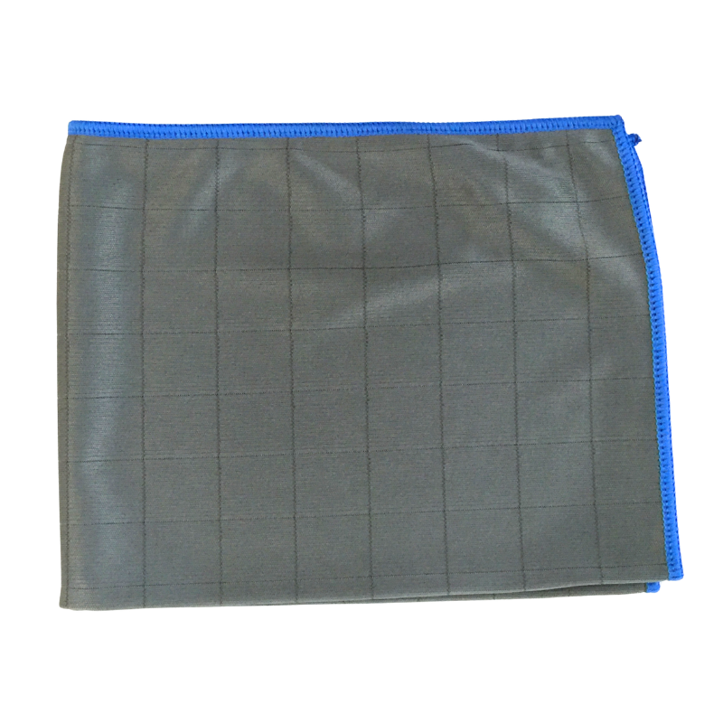 Chiffon microfibre gris bord bleu multi-usage
