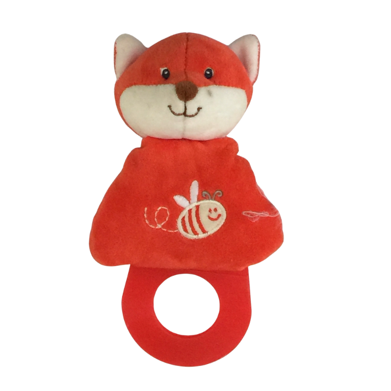 Hochet bébé renard en peluche