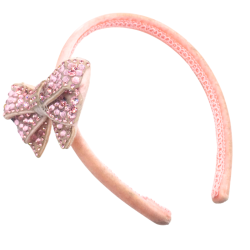 Serre-tête rose avec nœud pailleté