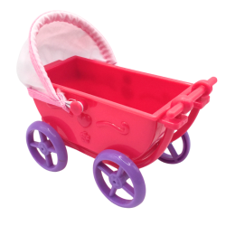 Poussette miniature pour poupée rose et violet