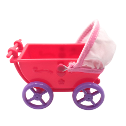 Poussette miniature pour poupée rose et violet