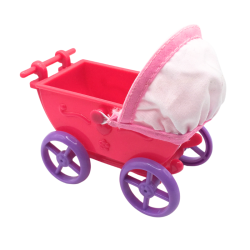 Poussette miniature pour poupée rose et violet
