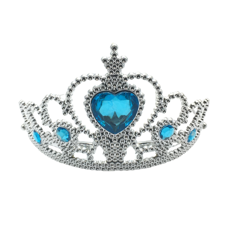 Diadème princesse argenté avec pierres bleues