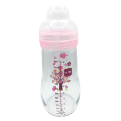 Biberon MAM rose avec motifs oiseaux