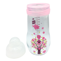 Biberon MAM rose avec motifs oiseaux