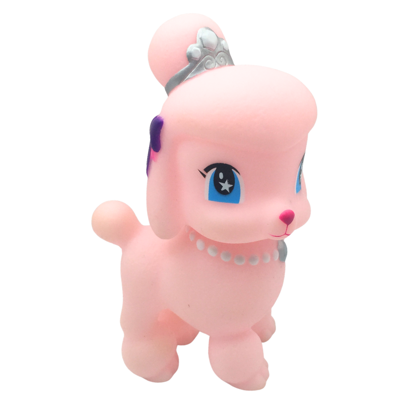 Jouet squishy chien princesse rose