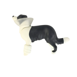Figurine chien noir et blanc miniature