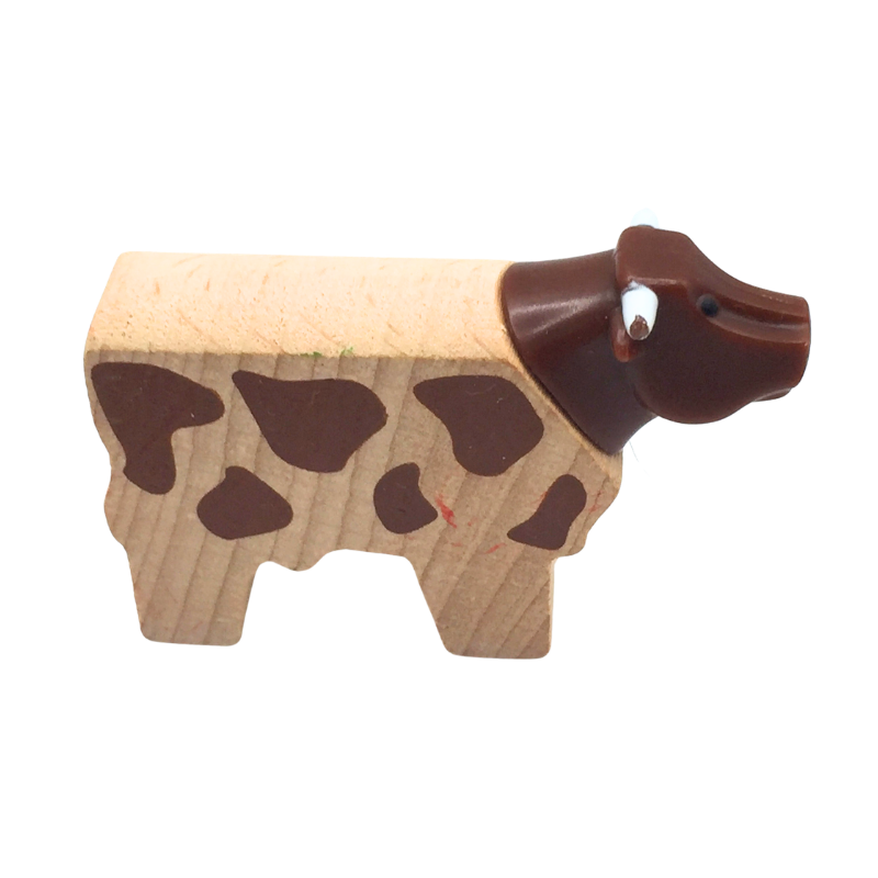 Figurine vache en bois pour enfant