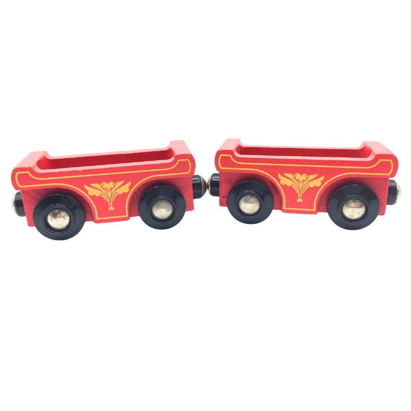 Lot de wagonnets rouges miniatures pour train