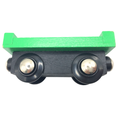 Wagon plat vert miniature pour train en bois