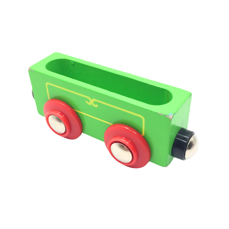 Wagon vert miniature en bois pour train enfant