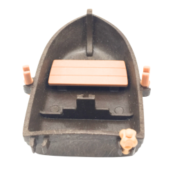 Barque miniature noire pour figurines et jeux